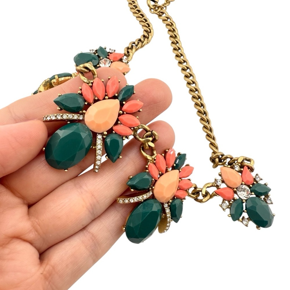 J. Crew Coral and Deep Blue Floral Necklace - Picture 6 of 11